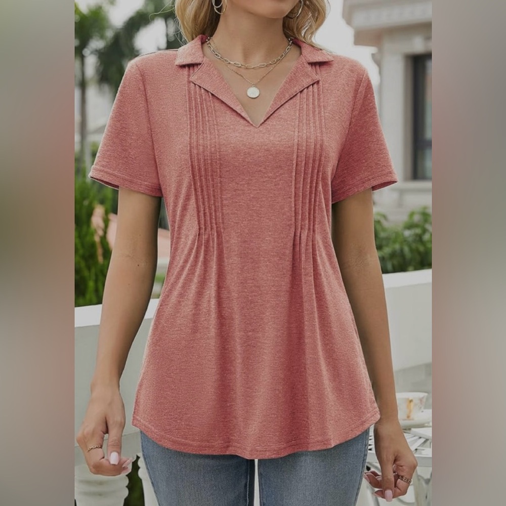 Kistore Womens Short Sleeve Polo T Shirts Summer Business Casual Work Blouse - Picture 3 of 8